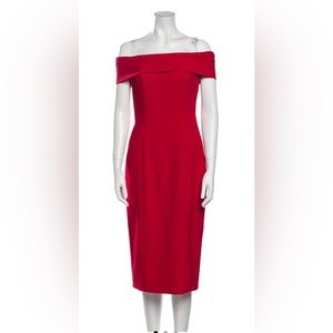 Theia off the shoulder midi dress. Red size 6
